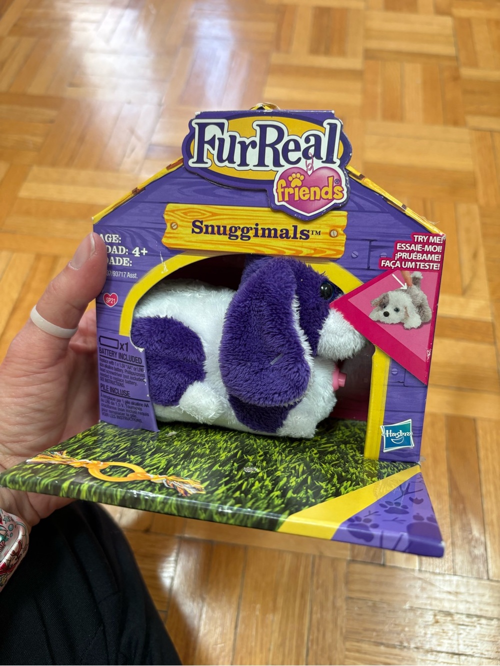 Hasbro FurReal Friends Snuggimals Purple and White Plush Puppy